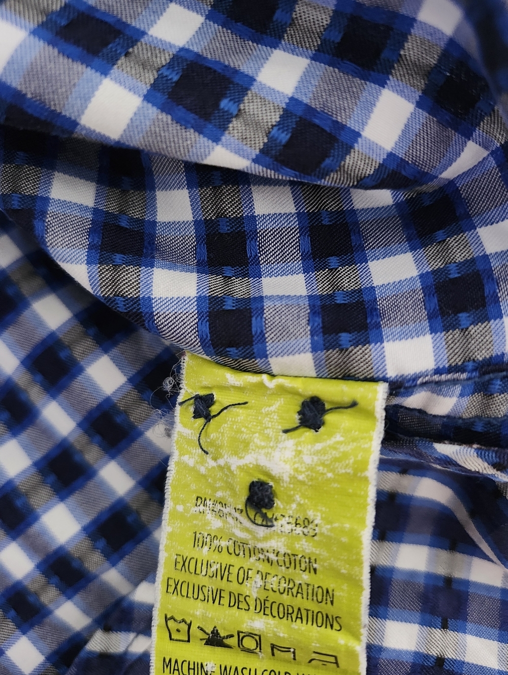 ROBERT GRAHAM Men's Classic Fit Shirt XL Blue Gingham Plaid Interior Print Cuffs - Picture 8 of 11